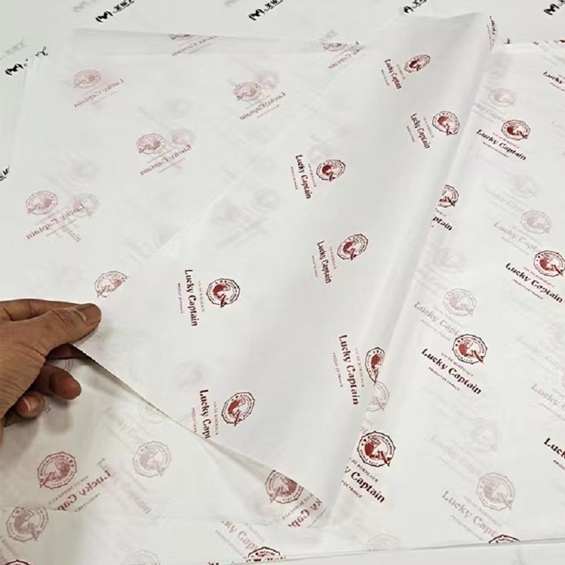 Custom Logo Printed 17gsm Floral Patterned Wrapping Paper Waterproof Wax Coating for Clothes Flowers Christmas Gifts