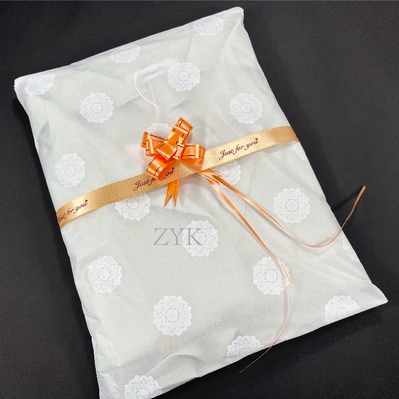 Low MOQ 17gsm Luxury Bag Clothing Packaging Tissue Paper White Pattern Printing Silk Wrapping Paper