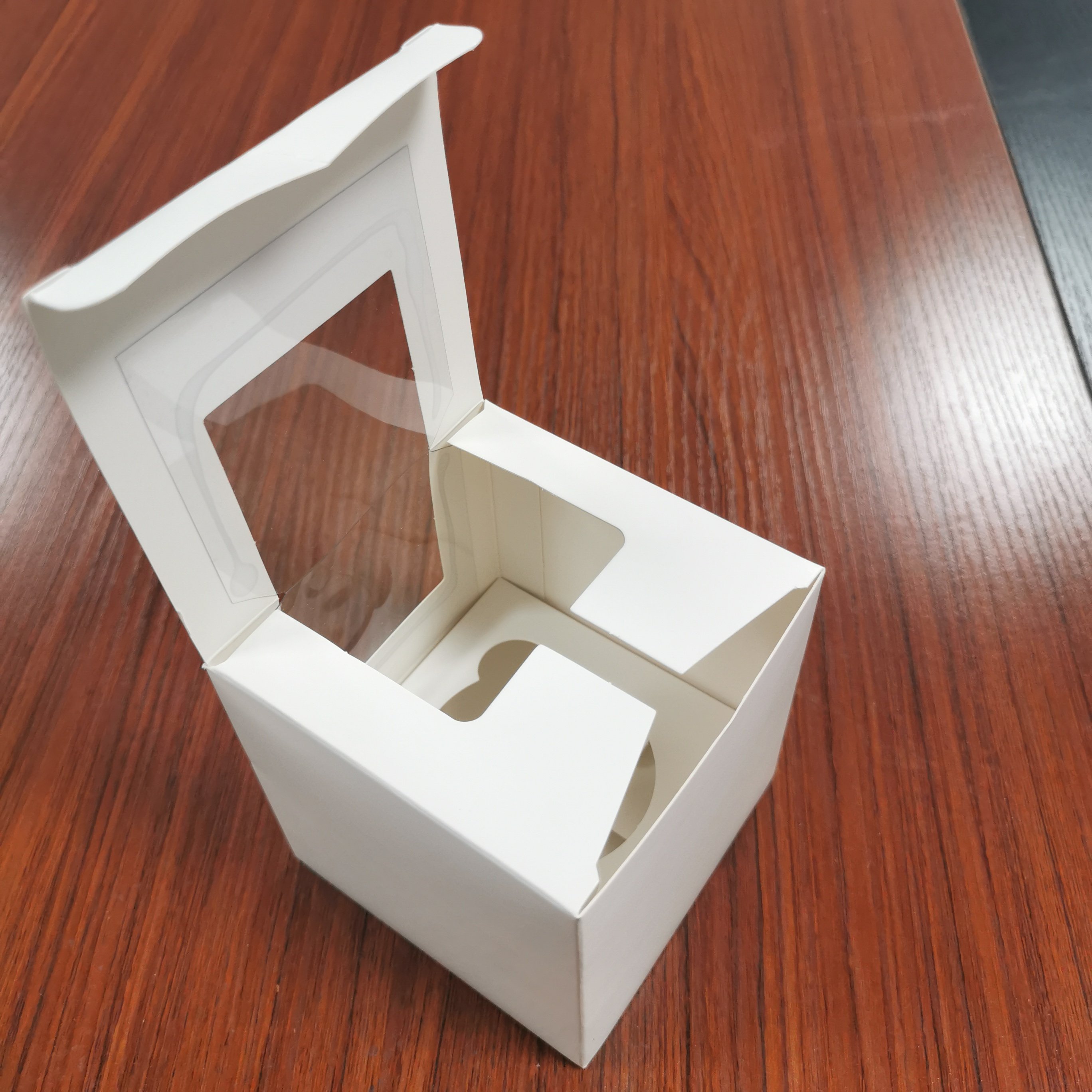 customized cardboard paper single cupcake packaging box with window