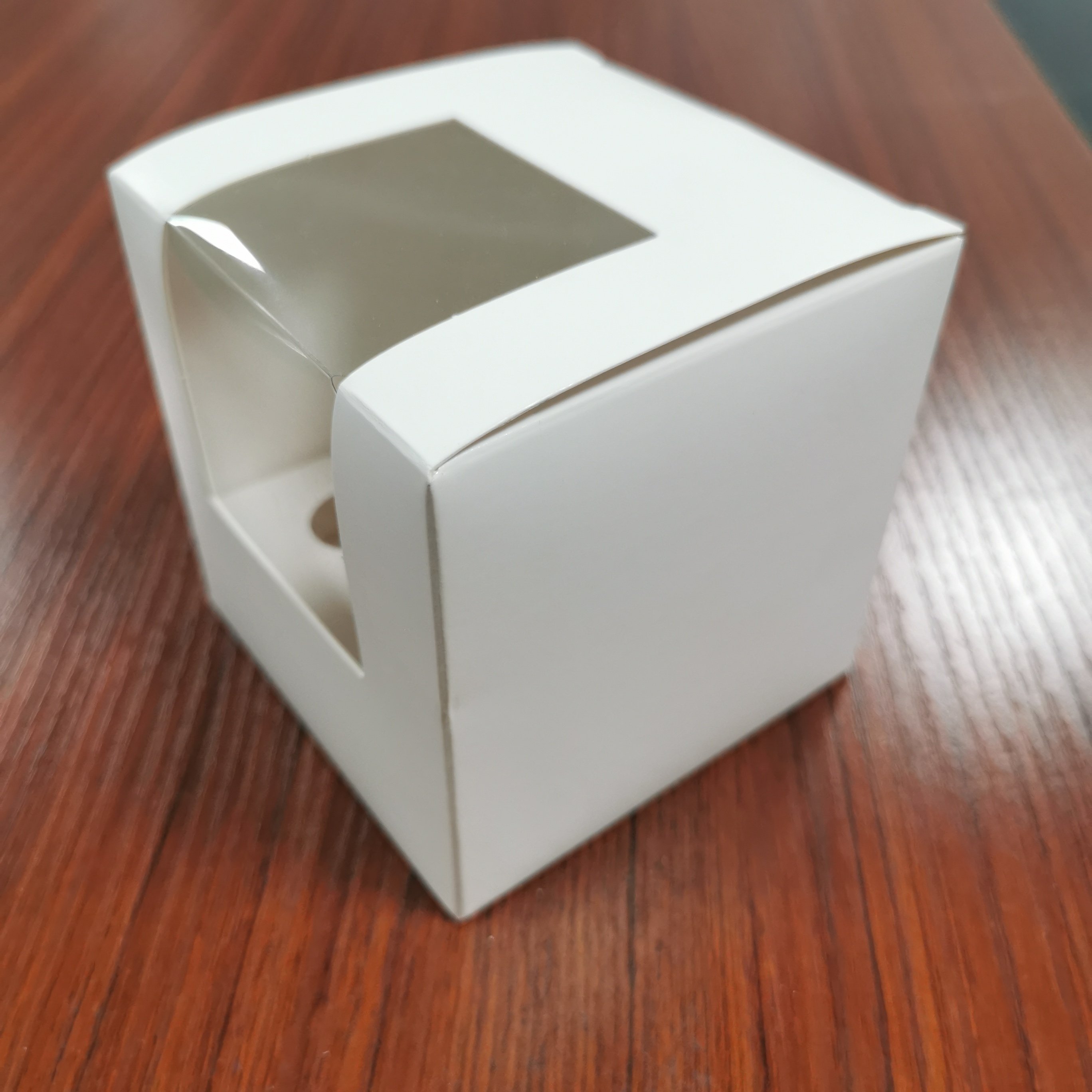 customized cardboard paper single cupcake packaging box with window