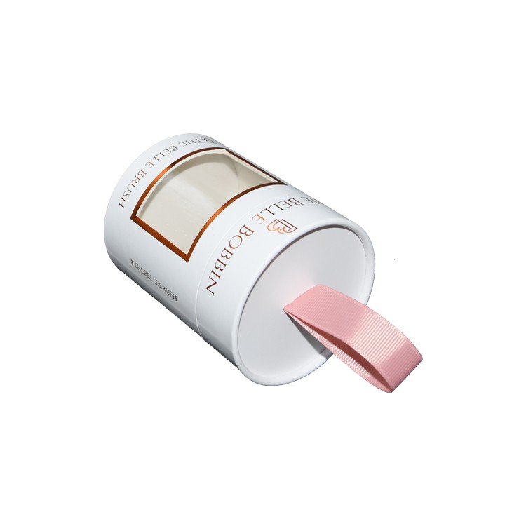 Eco Friendly Custom Design Cylinder Cardboard Perfume Packaging Lip Balm Tube With Ribbon