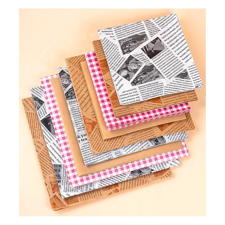 Sandwich Burger Greasepaper Baking Wax Korean Paper Food Grade Greaseproof Oilproof Butter Wrapper 28gsm Safe Wrapping Paper