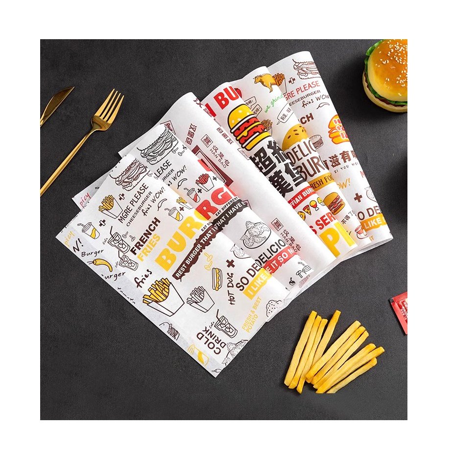 Sandwich Burger Greasepaper Baking Wax Korean Paper Food Grade Greaseproof Oilproof Butter Wrapper 28gsm Safe Wrapping Paper