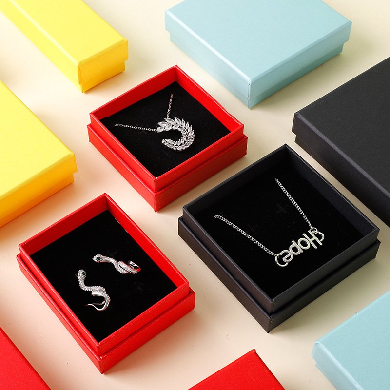 Custom Logo Jewelry Packaging Cardboard Paper Lid and Bottom Multiple Size Jewelry Box with Sponge Foam