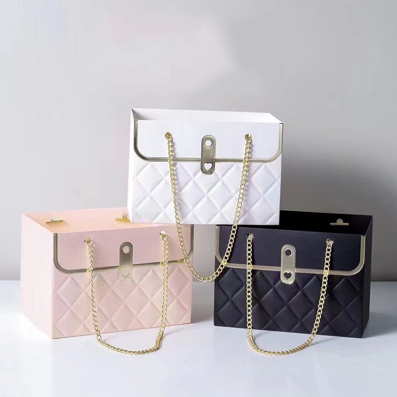 4Pcs/pack Luxury Floral Bouquet Gift Tote Boxes Paper Cardboard Roses Paper Box For Packaging Flowers