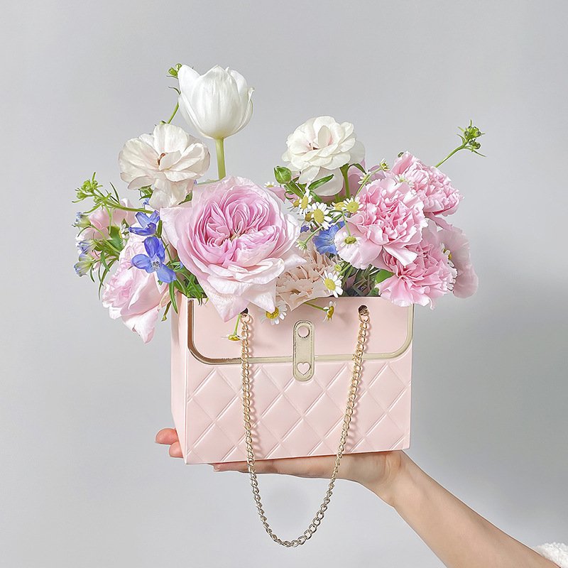 4Pcs/pack Luxury Floral Bouquet Gift Tote Boxes Paper Cardboard Roses Paper Box For Packaging Flowers