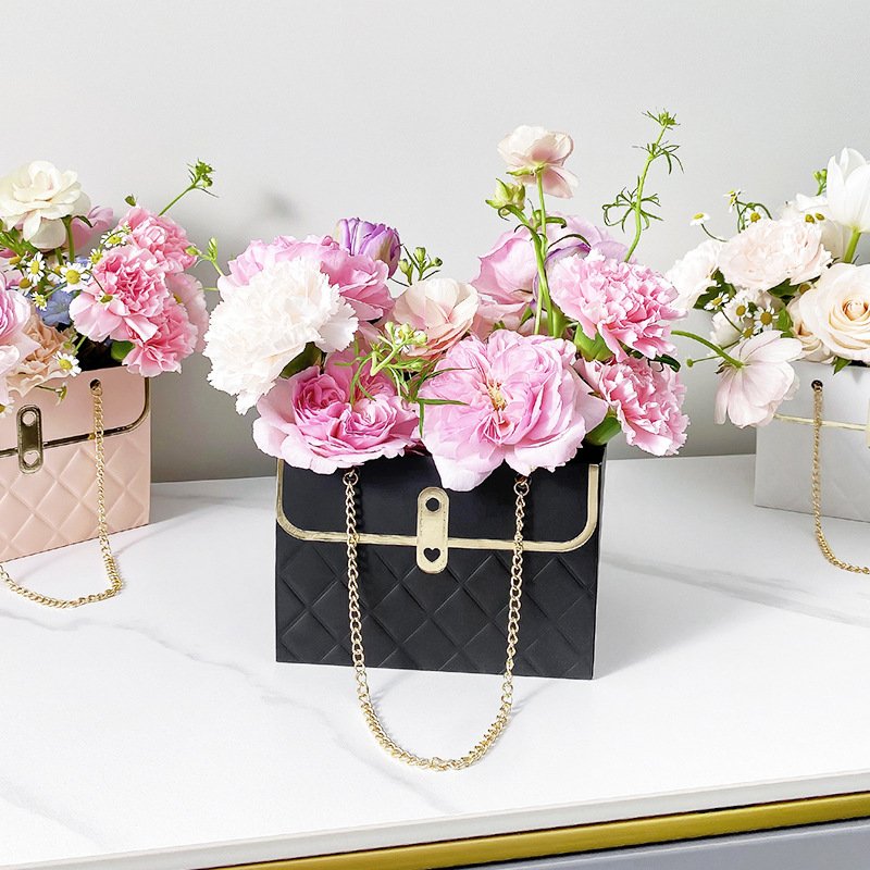 4Pcs/pack Luxury Floral Bouquet Gift Tote Boxes Paper Cardboard Roses Paper Box For Packaging Flowers