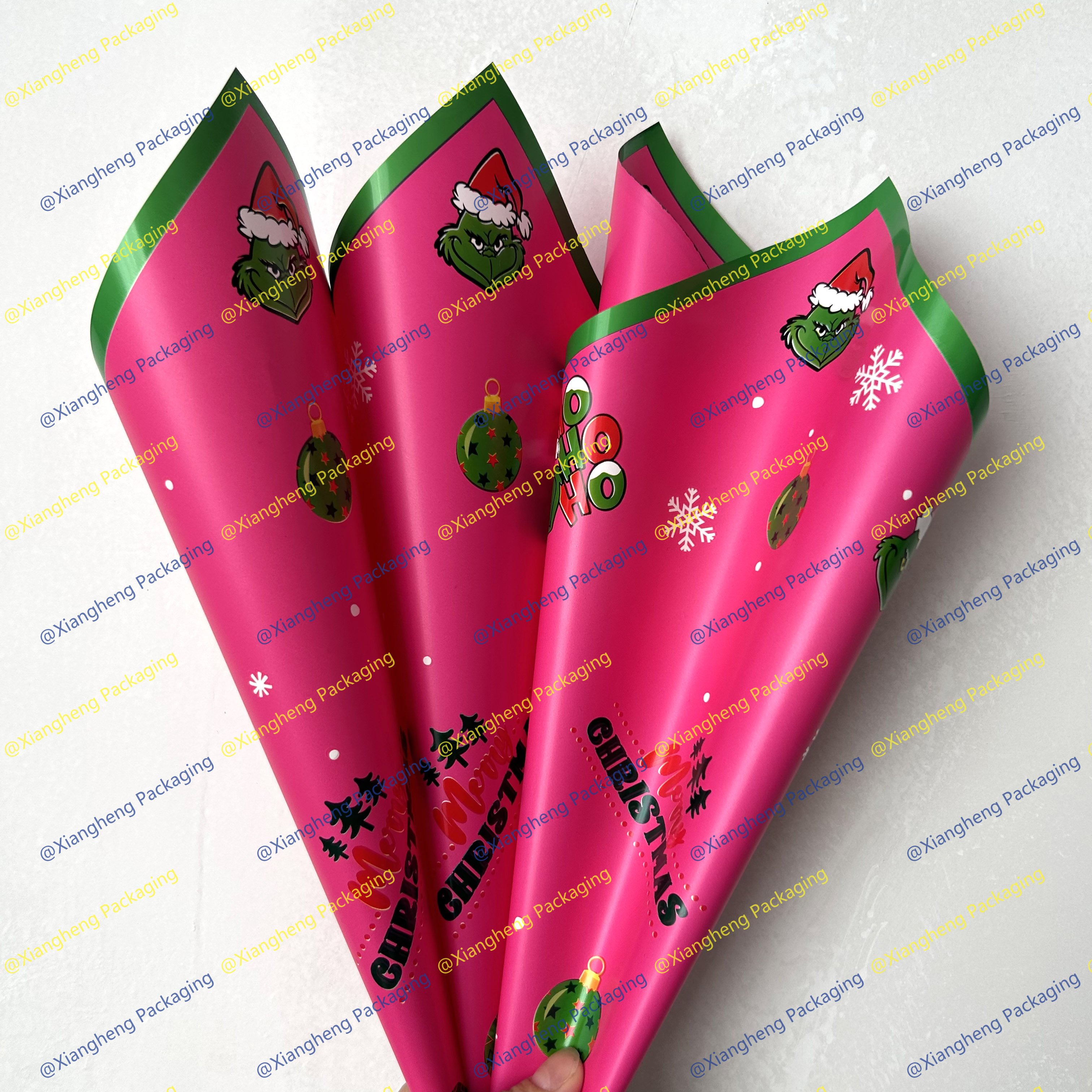 New Christmas Grimm snowflake flower wrapping paper waterproof Korean designer paper customer custom floral paper packing