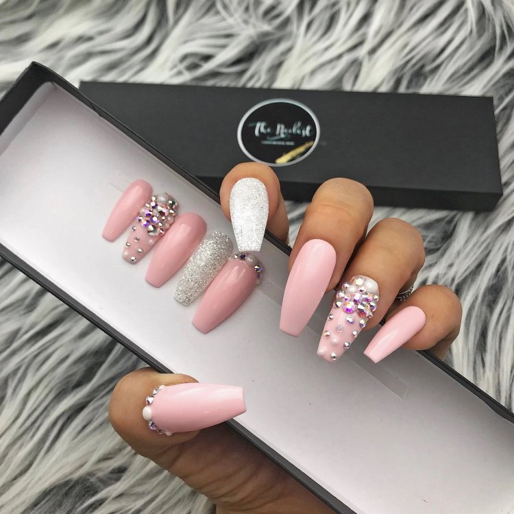 Luxury Cosmetic Private Label False Nail Package Polish Boxes Square Orange Pink Blue Custom Press On Nails Box Packaging