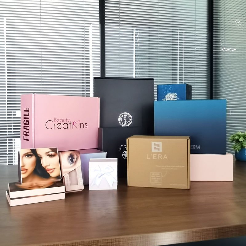Luxury Cosmetic Private Label False Nail Package Polish Boxes Square Orange Pink Blue Custom Press On Nails Box Packaging