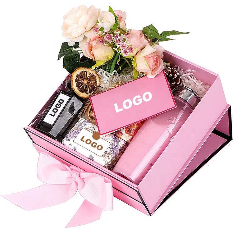custom logo luxury magnetic folding box gift box with ribbon for skin care product