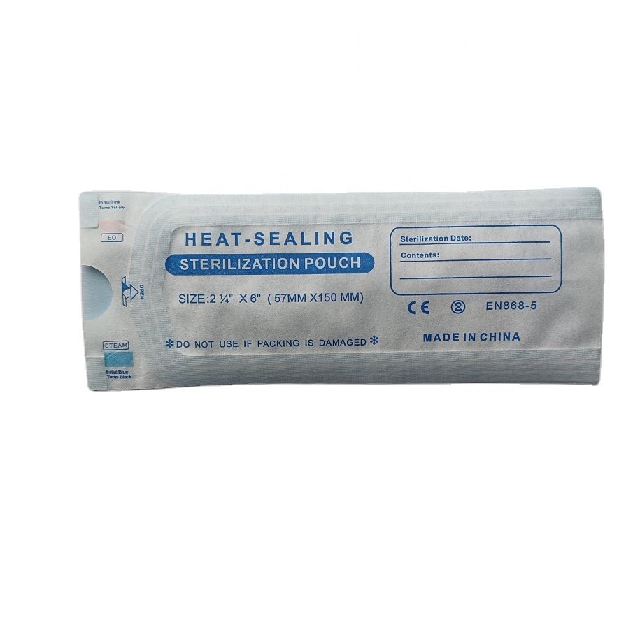 Factory direct sales autoclave sterilization heat sealing pouch 57x150mm 2.3x6" steam EO indicator heat-sealing bag