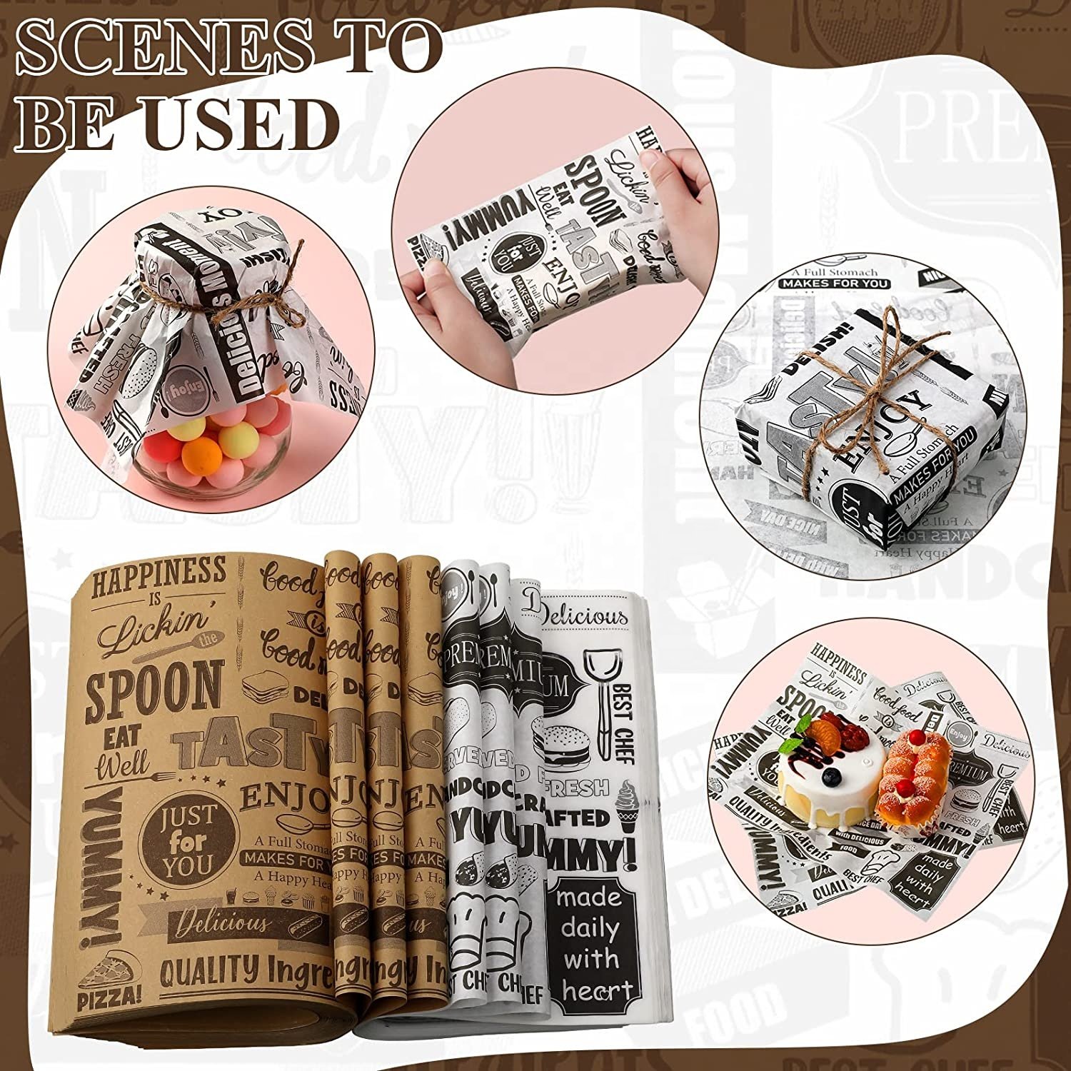 Newsprint Wax Paper Greaseproof Food Packaging Waterproof Wrapping Tissue burger wrapping paper for Hot Dog