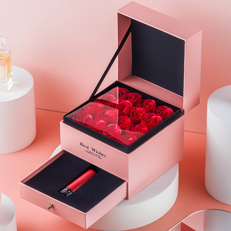 Luxury Valentine's Day Mother's Day Jewelry Paper Boxes Custom Wedding Rose Flower Packaging Box With Handle For Flower Gift