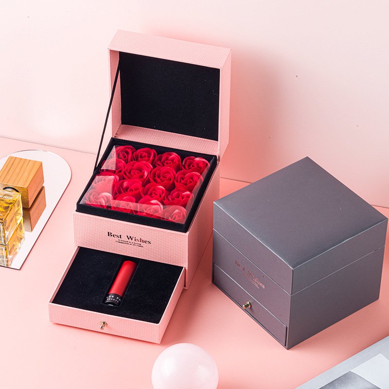 Luxury Valentine's Day Mother's Day Jewelry Paper Boxes Custom Wedding Rose Flower Packaging Box With Handle For Flower Gift