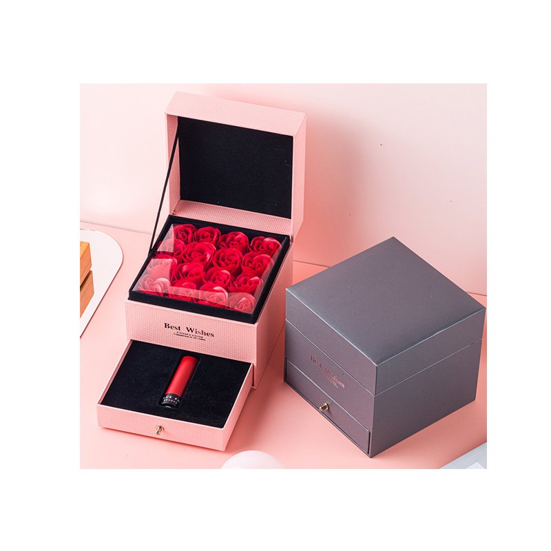 Luxury Valentine's Day Mother's Day Jewelry Paper Boxes Custom Wedding Rose Flower Packaging Box With Handle For Flower Gift
