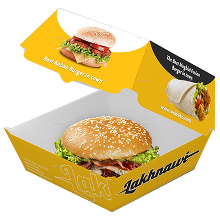 Custom Biodegradable Disposable Takeaway Food Grade Cardboard Hamburger Packaging Paper Burger Box