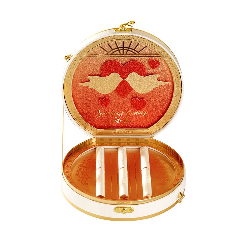 Luxury Custom make up set packaging paper box Skincare set gift cosmetic lipstick embossing boxes cosmetic box with ribbon