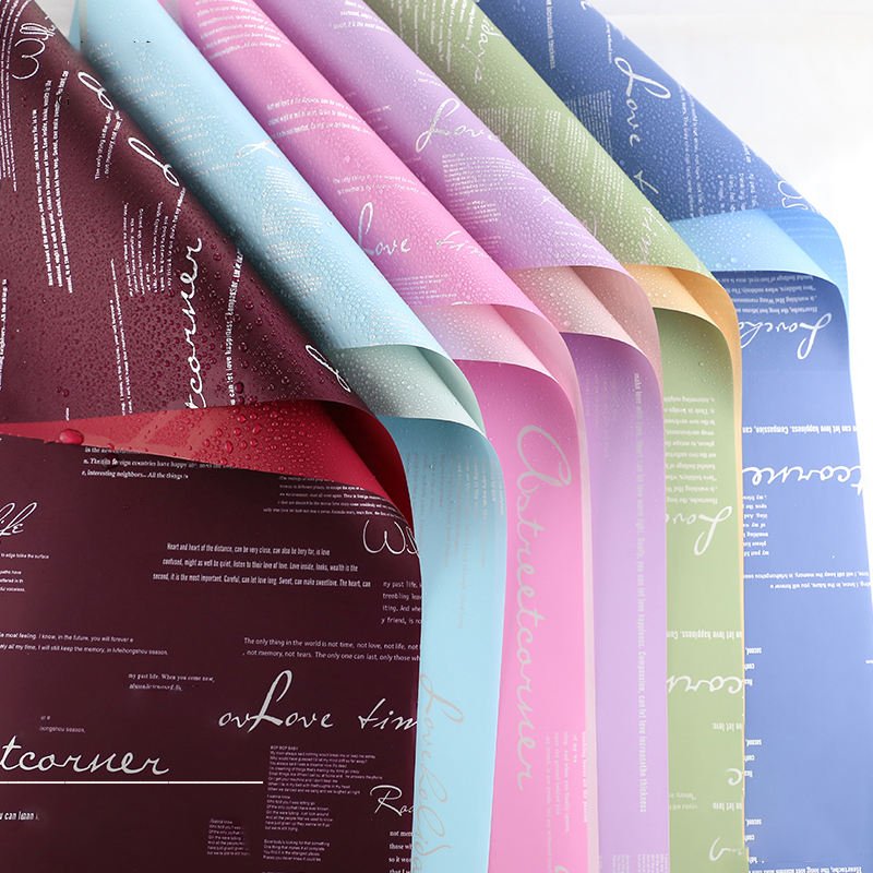 Custom Words Printing Recyclable Double Sided Colors Waterproof Flower Bouquet Korean Wrapping Paper