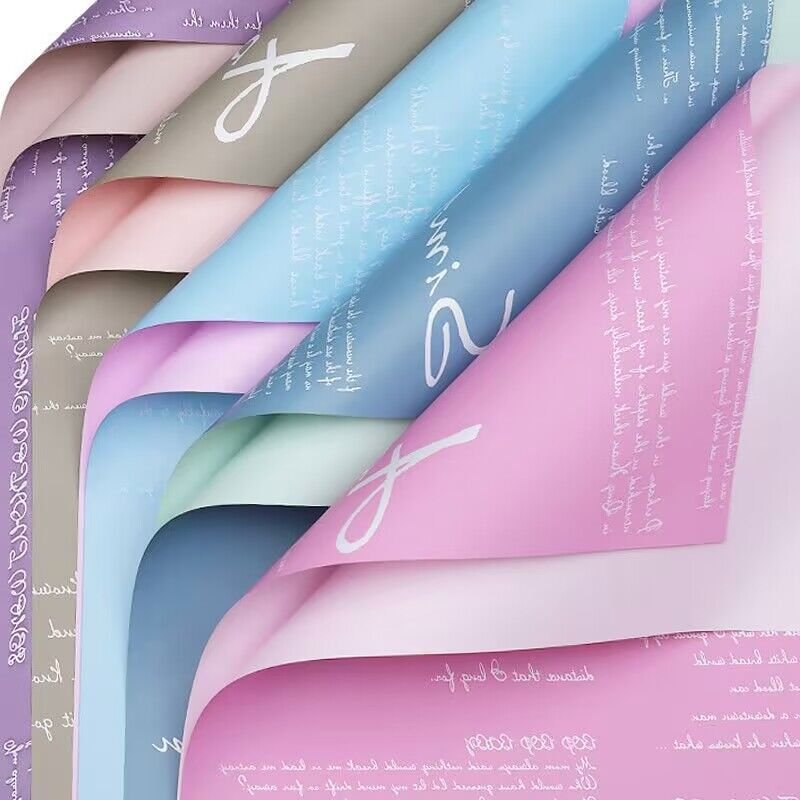 Custom Words Printing Recyclable Double Sided Colors Waterproof Flower Bouquet Korean Wrapping Paper