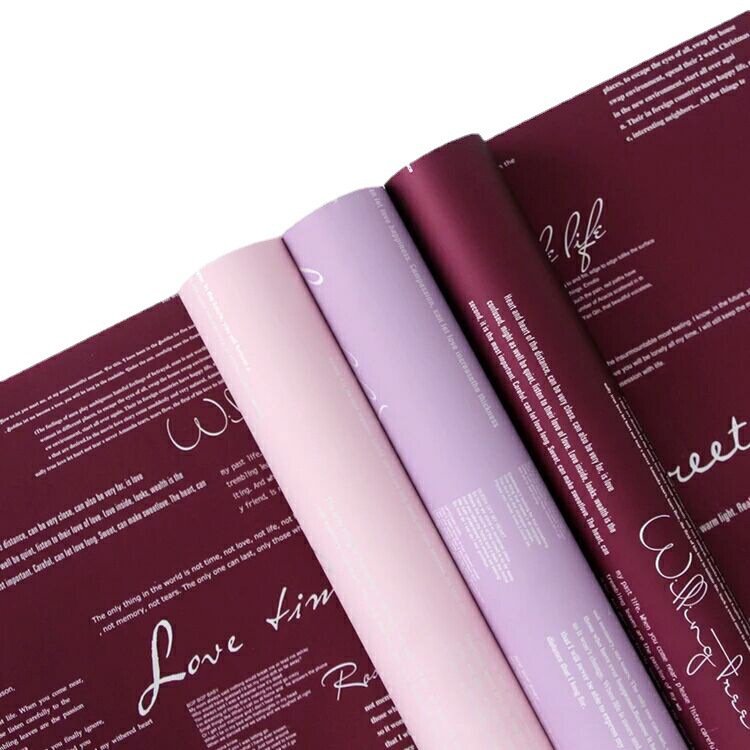 Custom Words Printing Recyclable Double Sided Colors Waterproof Flower Bouquet Korean Wrapping Paper