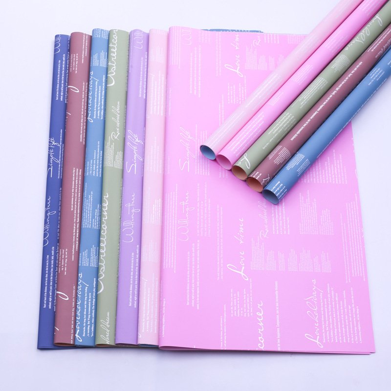 Custom Words Printing Recyclable Double Sided Colors Waterproof Flower Bouquet Korean Wrapping Paper