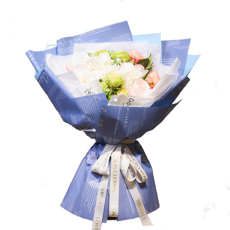 Custom Words Printing Recyclable Double Sided Colors Waterproof Flower Bouquet Korean Wrapping Paper