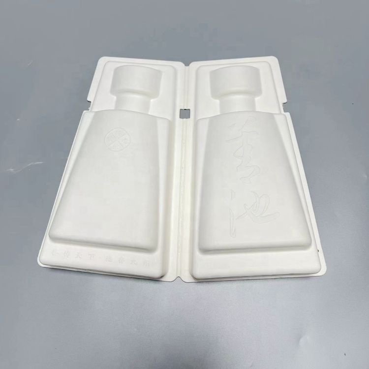 Eco friendly Natural Fiber Plant Paper Pulp Molded Wine Bottle Packaging Box