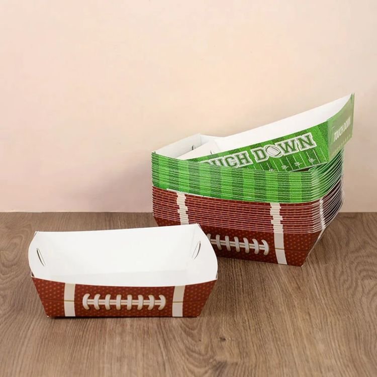 Custom Eco Disposable Chip Kraft Paper Food Tray Boat Shape Snack Box Plates Trays for French Fries