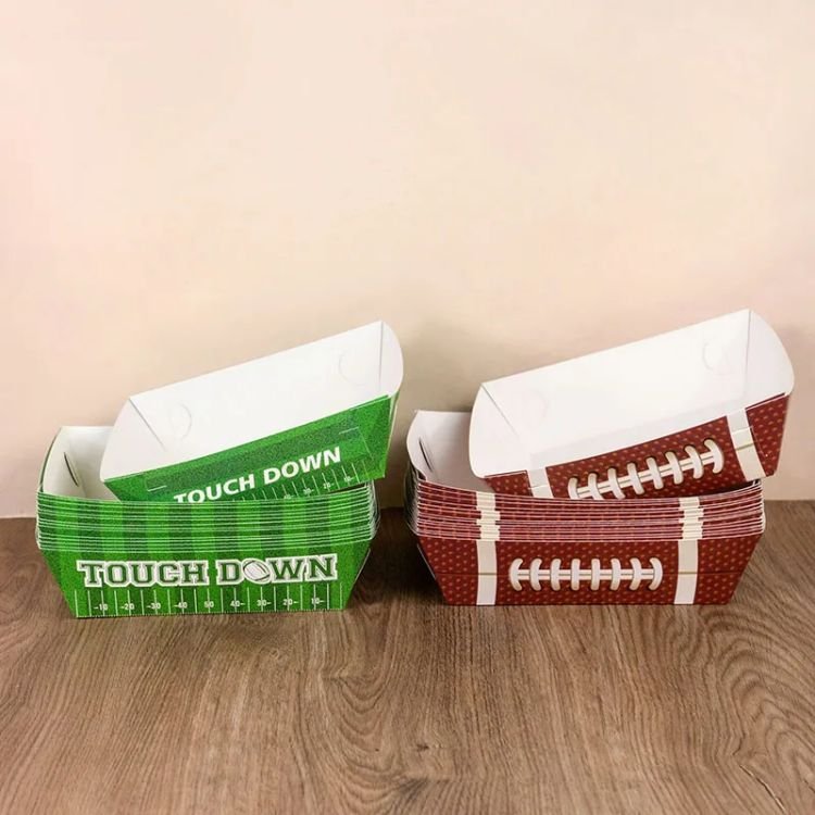 Custom Eco Disposable Chip Kraft Paper Food Tray Boat Shape Snack Box Plates Trays for French Fries