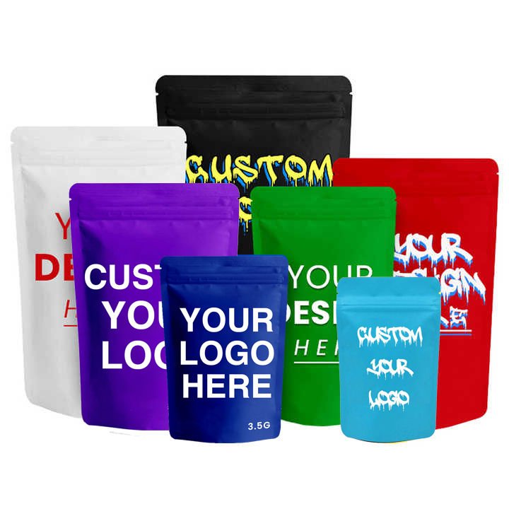 foil laminated plastic resealable ziplock bags exit edibles packaging smell proof candy gummies 3.5g mylar bags custom printed