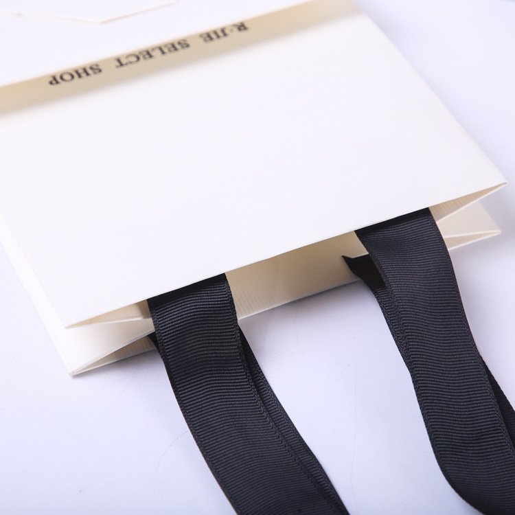 White Cardboard Handmade Clothing Jewelry craft Shopping Paper Bag Luxury Gift Packaging Bags with Ribbon Handles