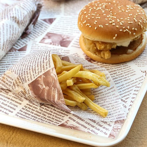 For Food Grade PE Coated Greaseproof Hamburger Packaging Sandwich Wax Paper Custom logo Printing Food Wrapping Paper Sheet