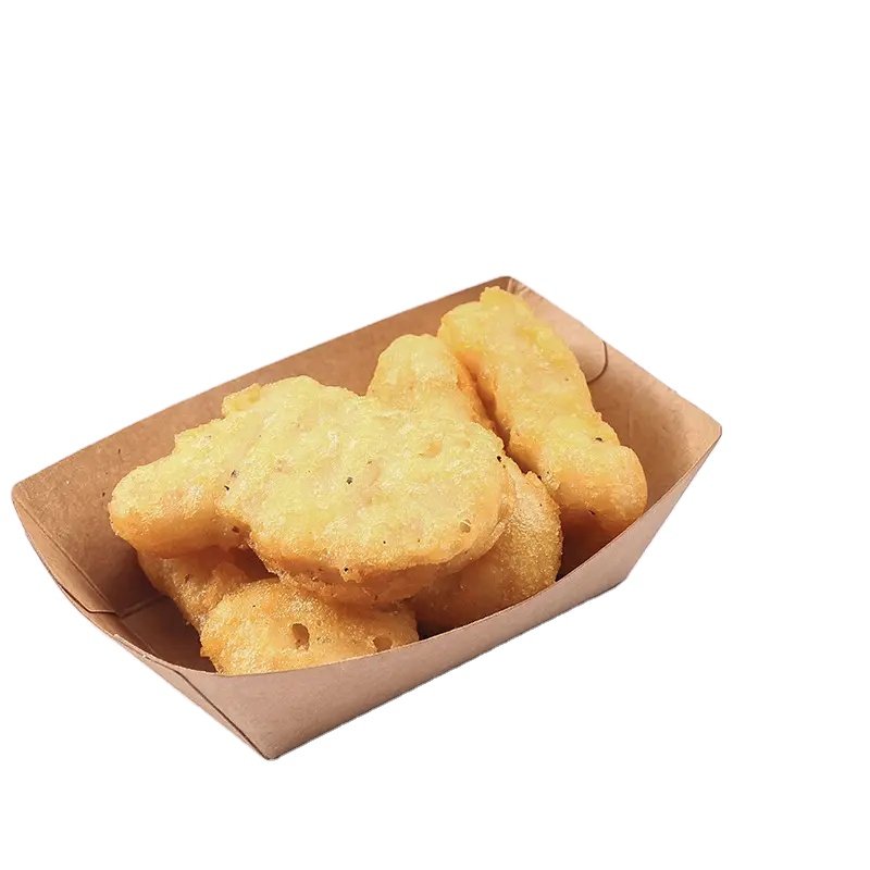 Factory Direct Fast Food Snack Tray Hotdog Packaging Paper Tray For Fried Food