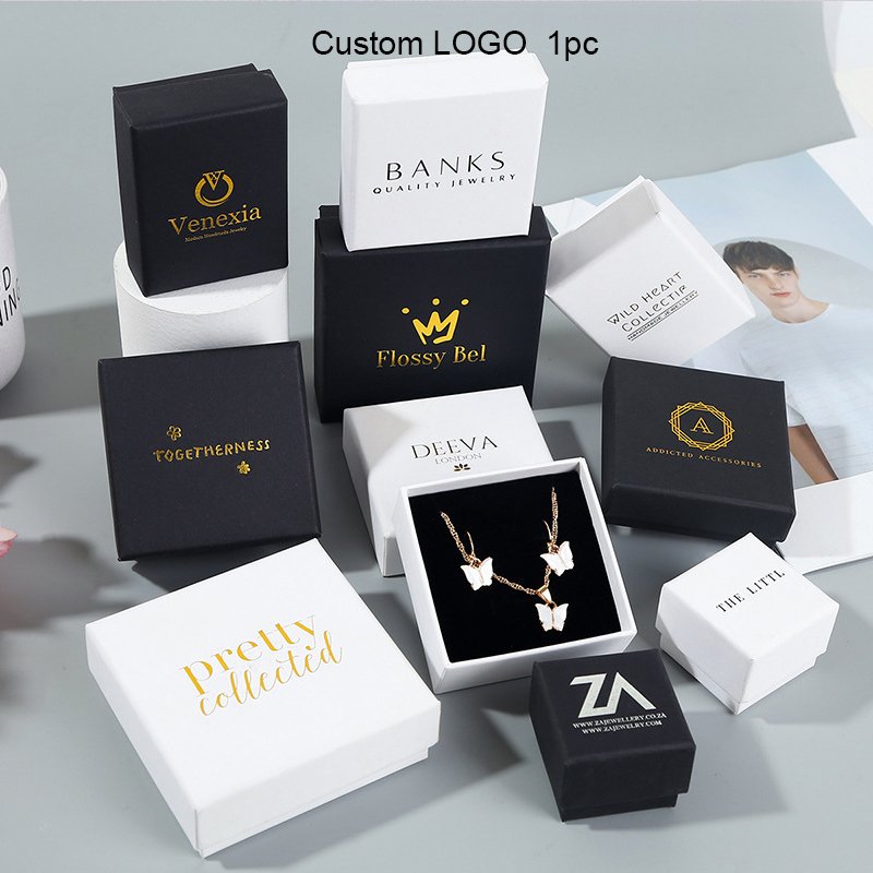 Custom High Quality Boite Cadeau Bijoux Small Recycled Cardboard Necklace Packaging Rose Gold Drawer Jewelry Ring Boxes