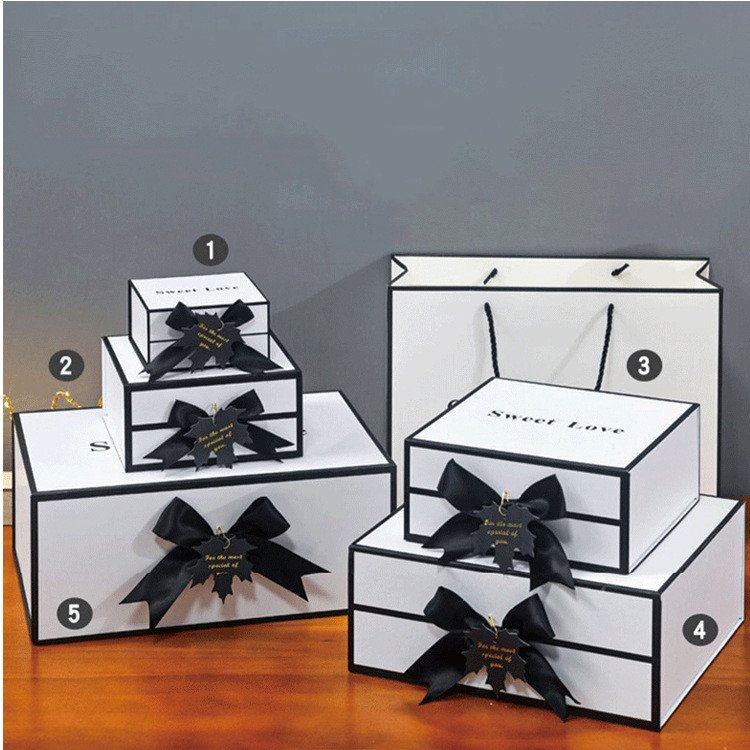 2024 Custom Luxury Paper Package Box Packaging Orange Bow-Knot Small Square Gift Box for Clothing Packaging