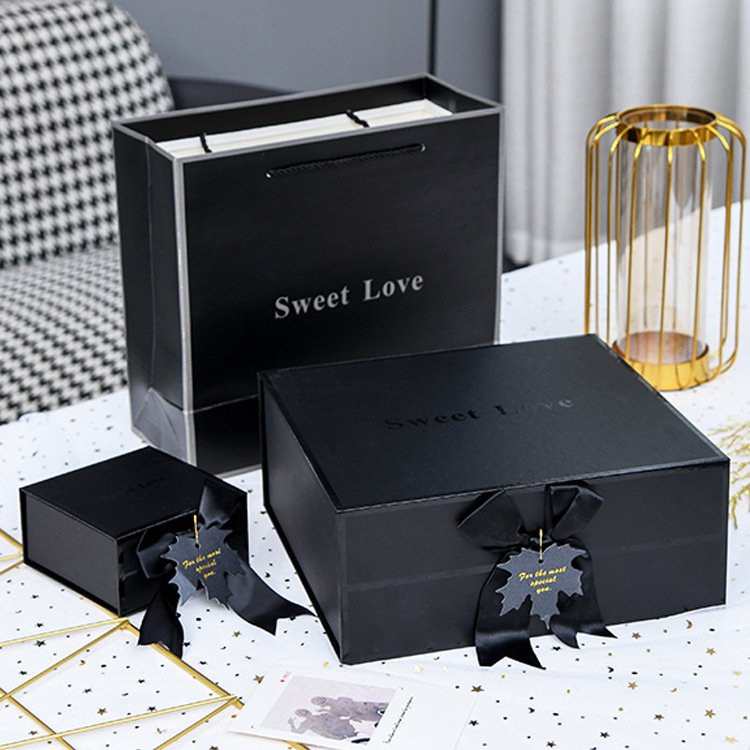 2024 Custom Luxury Paper Package Box Packaging Orange Bow-Knot Small Square Gift Box for Clothing Packaging