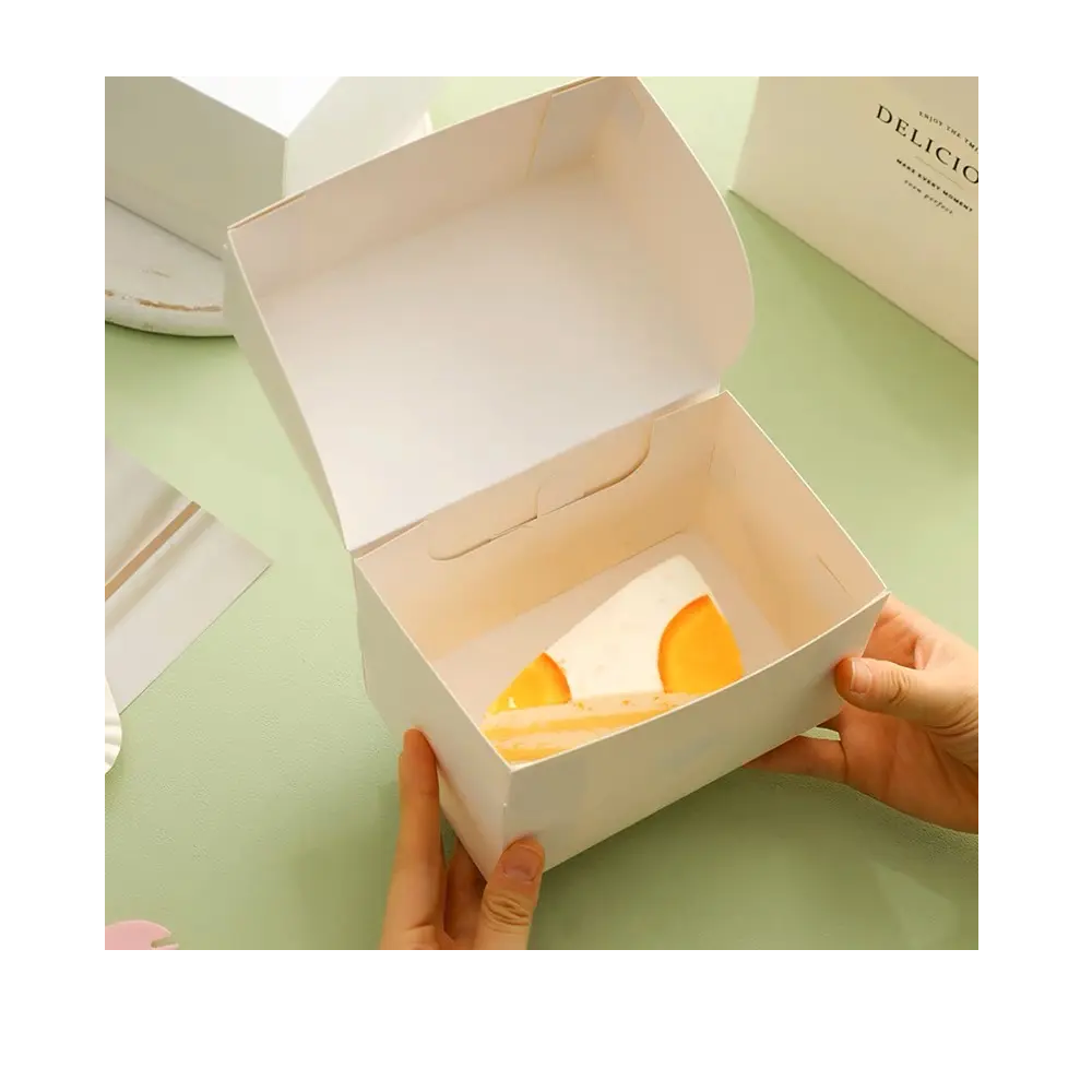 Customised Kraft Paper Disposable Cake Slotted Boxes Cardboard Material Matt Lamination Pastries Art Paper Matt Customisable