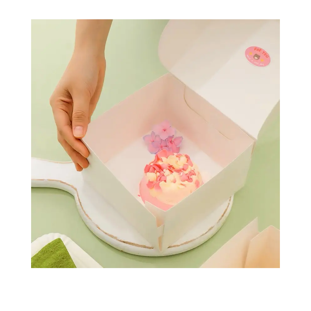 Customised Kraft Paper Disposable Cake Slotted Boxes Cardboard Material Matt Lamination Pastries Art Paper Matt Customisable