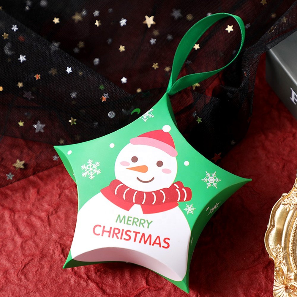 Cartoon Merry Christmas Star Paper Candy Treat Sweet Packaging Box for Happy Xmas Decoration Hanging Ornament Gift Box