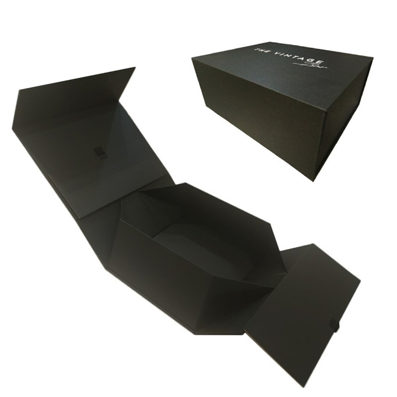 Eco friendly Logo designer Cardboard Packaging Magnetic Closure custom Black shoe Foldable magnetic Paper Gift Box with logo