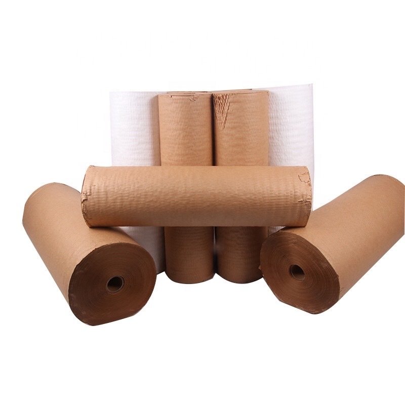 2022 stock protective brown honeycomb cushioning wrap packaging paper gift wrap roll