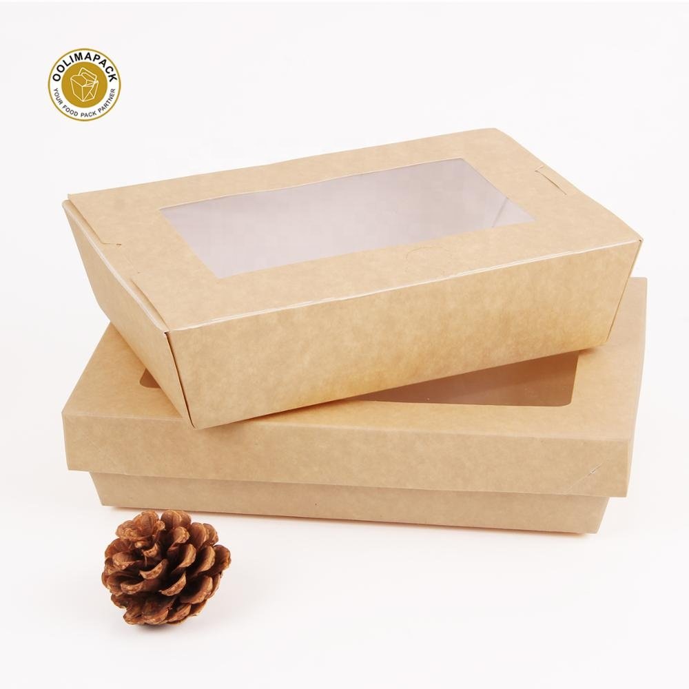Fast food for takeaway kraft PLA coated Biodegradable material 300 gsm paper box packaging