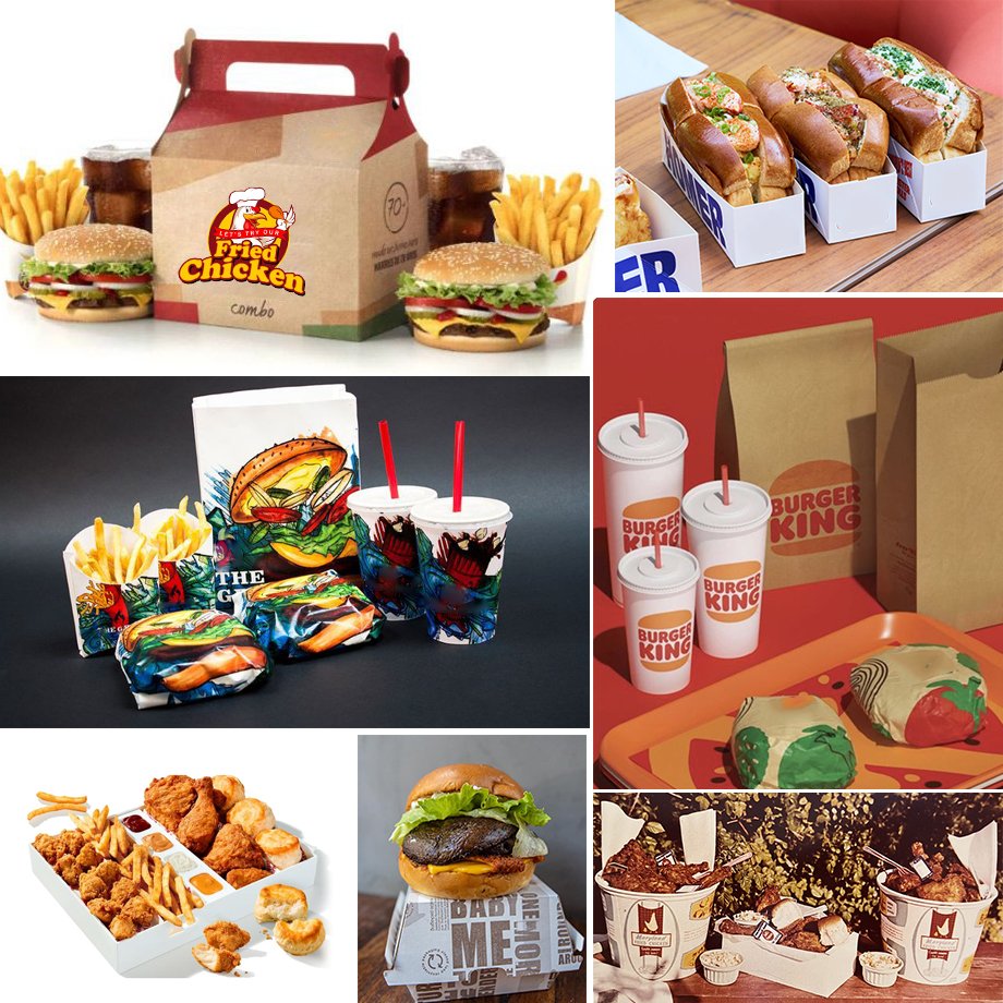 Custom Disposable Roast Chicken Burger Fries Packaging Fast Food Paper Box Takeaway Korean Fried Chicken Nugget Packaging Boxes