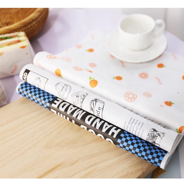 Moatain Printed greaseproof paper high quality food grade greaseproof paper burger wax paper