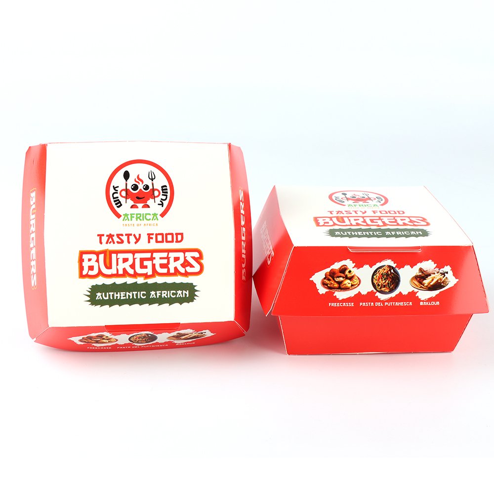 Factory Wholesale Disposable Food Grade Cardboard Hamburger Customized Size Printing Kraft Paper Burger Packaging Box