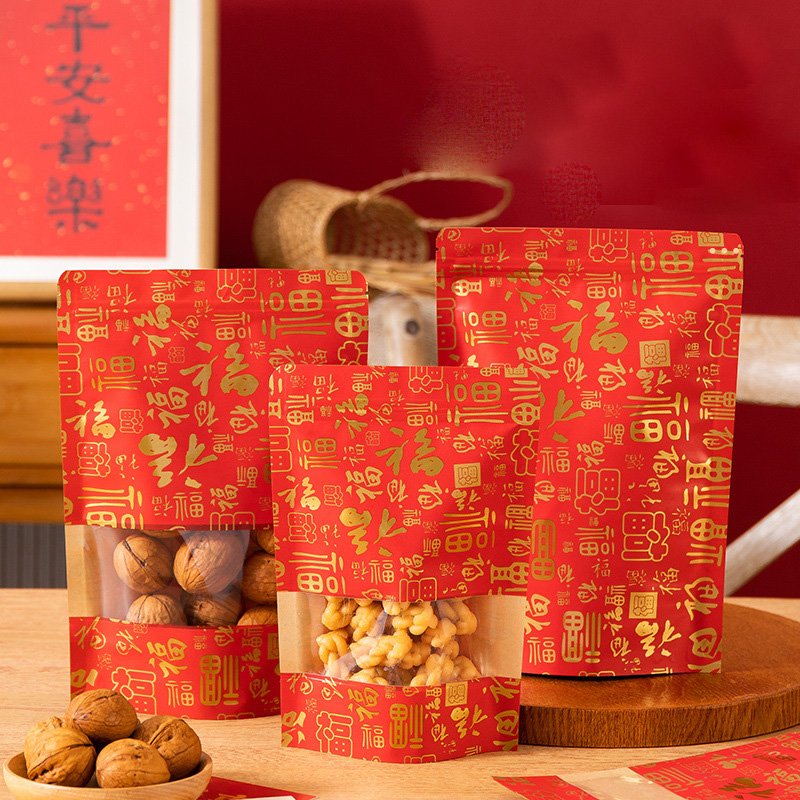 Custom Durable Kraft Paper Plastic Packaging Resealable Zipper Popcorn Nuts Dehydrated Cranberries Dried Fruits Packaging Bags