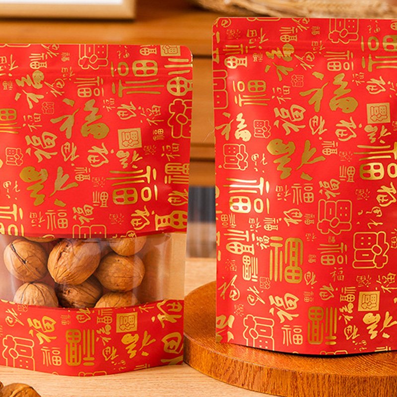 Custom Durable Kraft Paper Plastic Packaging Resealable Zipper Popcorn Nuts Dehydrated Cranberries Dried Fruits Packaging Bags