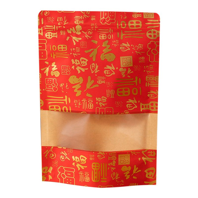 Custom Durable Kraft Paper Plastic Packaging Resealable Zipper Popcorn Nuts Dehydrated Cranberries Dried Fruits Packaging Bags