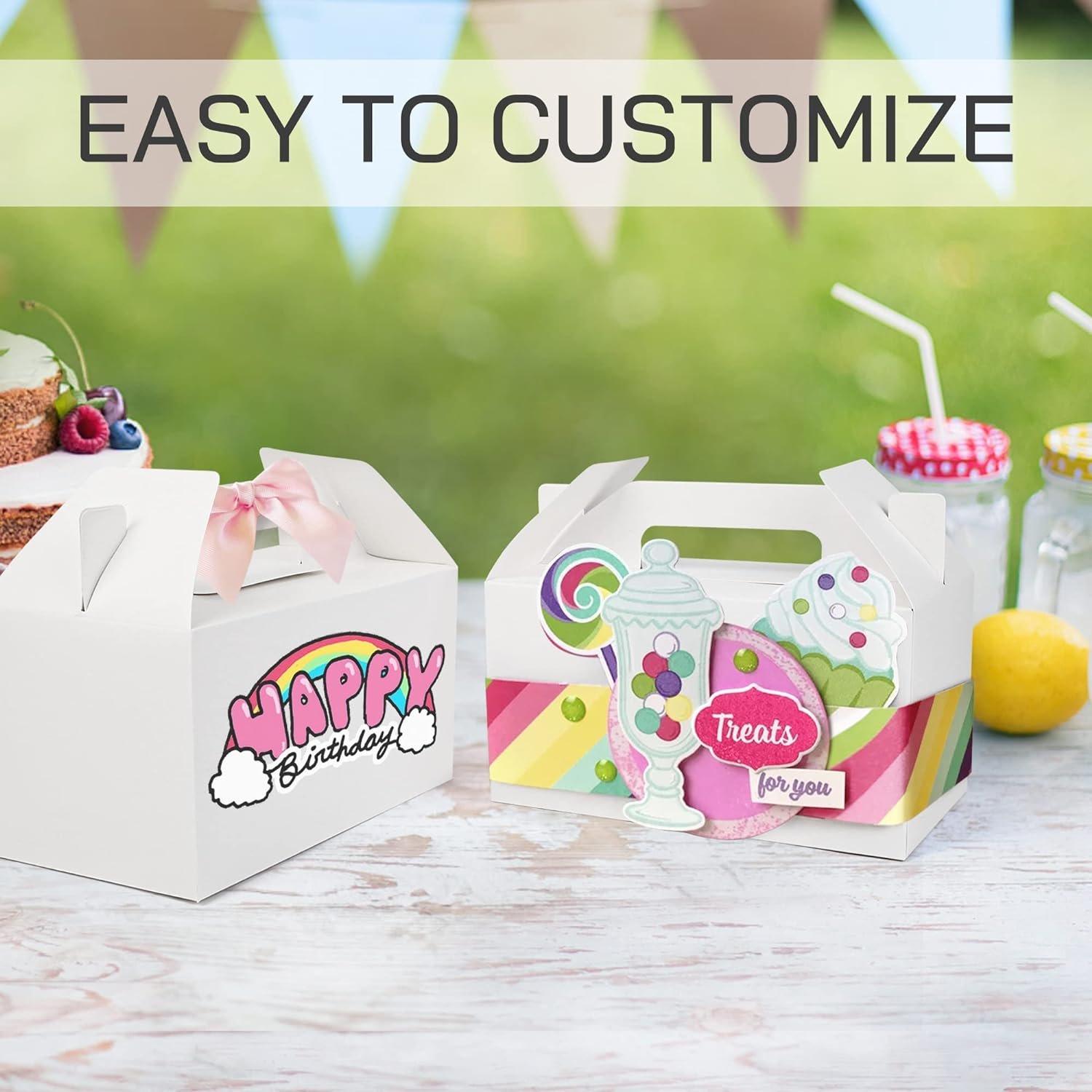 White Free diy Craft gift gifting Cake food Gable packaging kid birthday wedding Candy portable paper Handle box